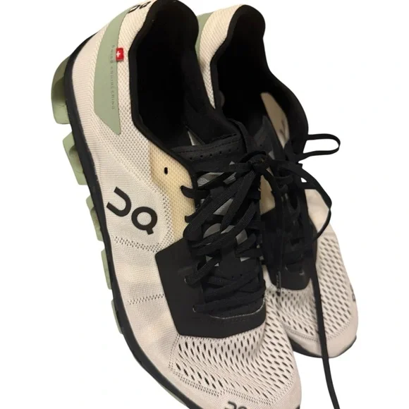 ON Men CLOUDFLASH 2 Sneakers, White/Black/Green - Picture 5 of 13